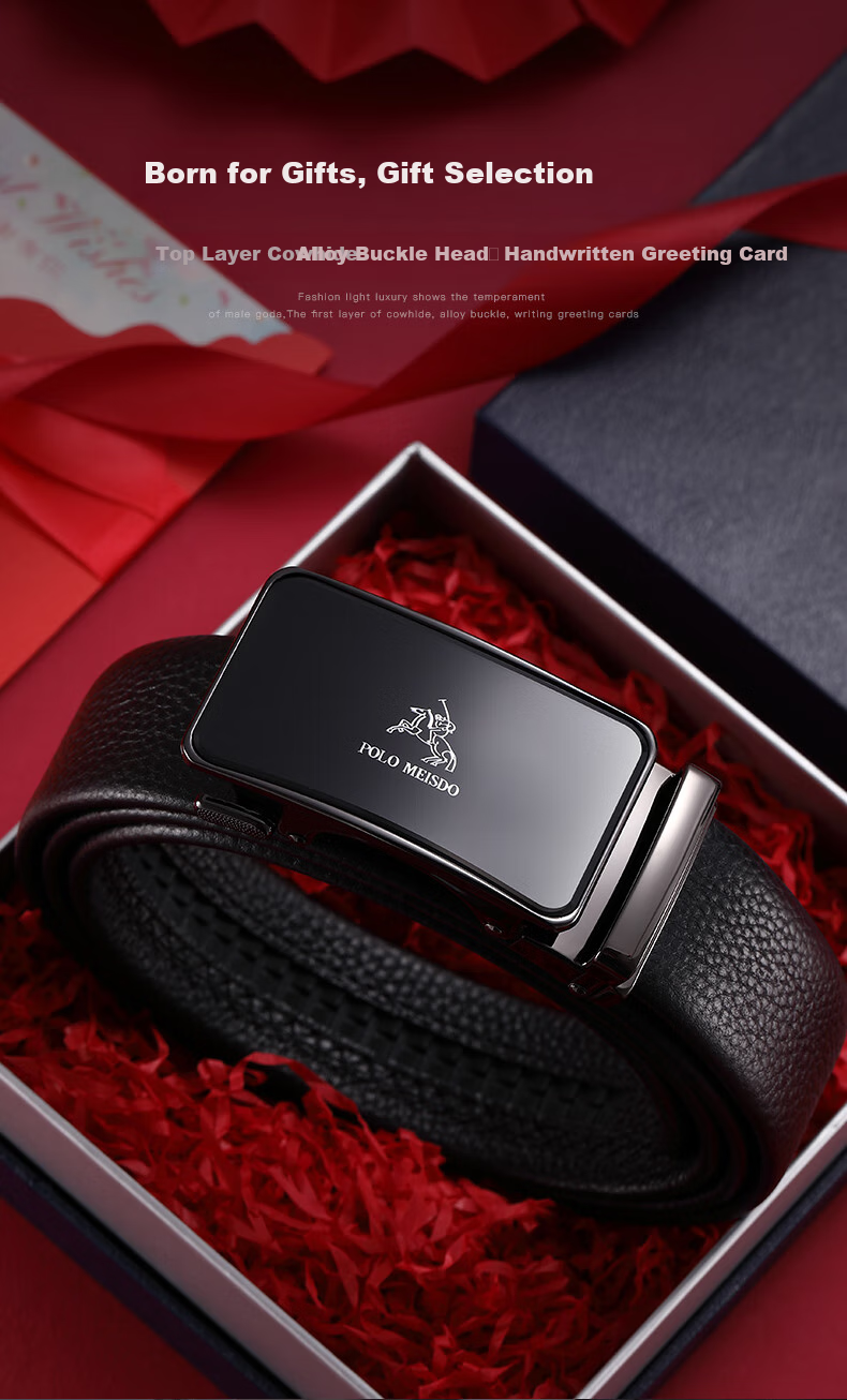 POLOMEISDO Men's Leather Belt And Wallet Set, Genuine Leather Gift Box, Self-Operated Birthday Present for Boyfriend, Husband, Father, Practical Gift 4