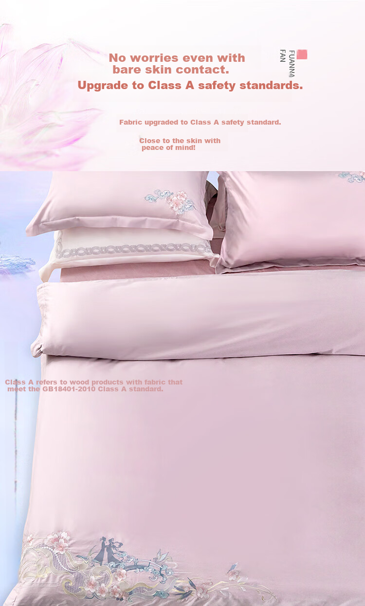 FUANNA Pure Cotton Bedding Set of Four Pieces, 100s Long-Staple Cotton Set Class A Bed Sheet Duvet Cover, Single/double Size 203*229cm 6