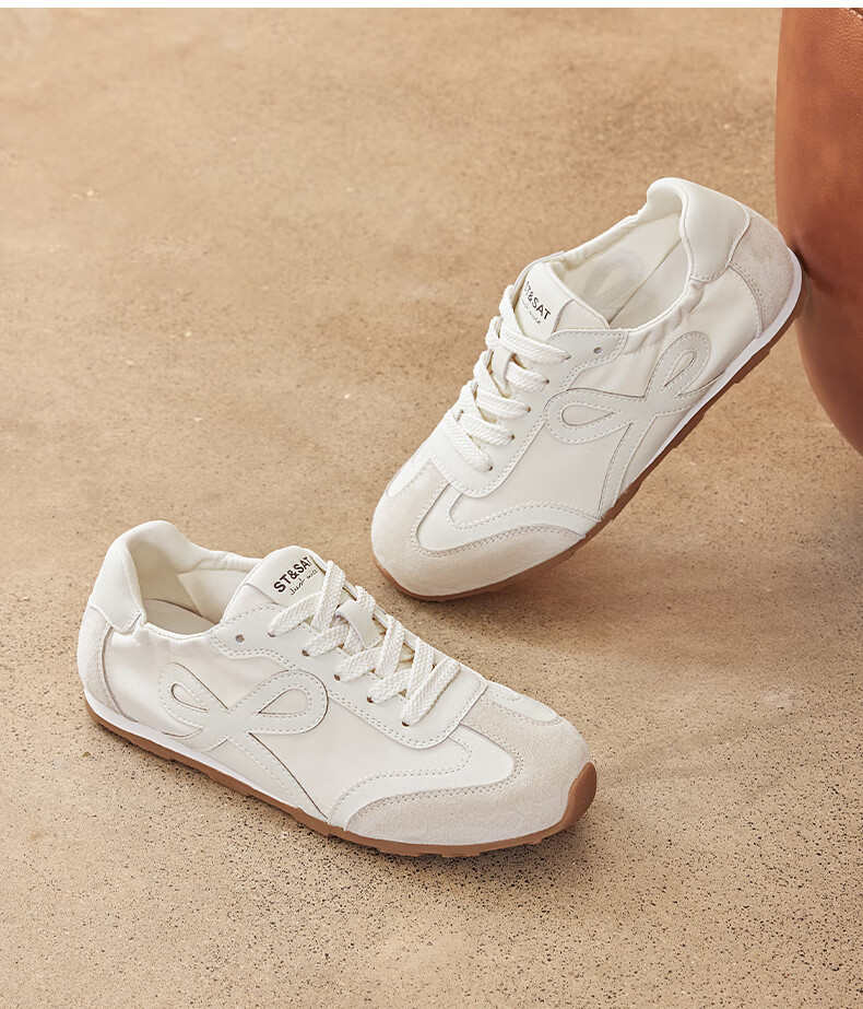 St&Sat Women's Shoes, Training Shoes, 2025 Autumn Breathable Sneakers, Versatile Casual Shoes SSD1112CAE, Beige/red, Size 35 13