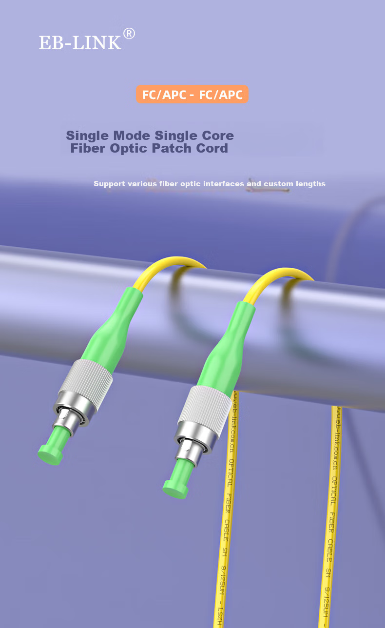 EB-LINK Engineering Telecom-Grade 3-Meter FC/APC-FC/APC Single-Mode Single-Core Fiber Optic Patch Cable, LSZH Low Smoke Zero Halogen Flame-Retardant, for IDC Server Rooms And Data Centers 1