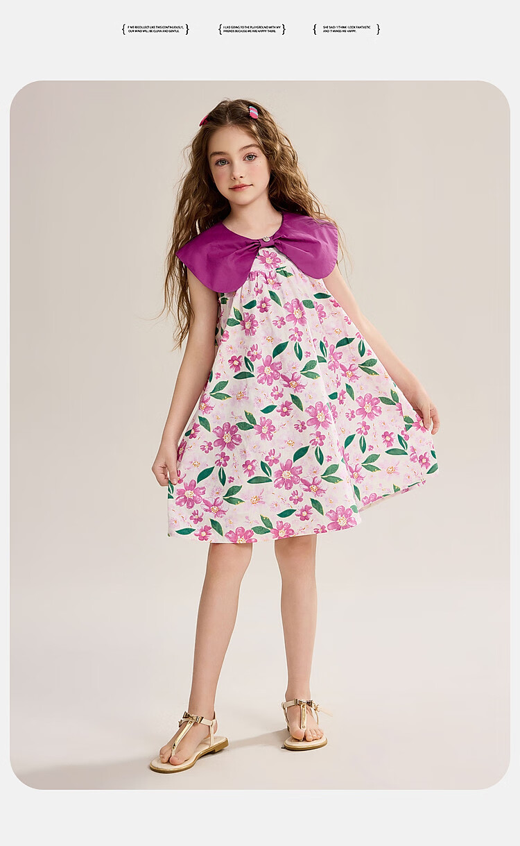 ASK JUNIOR Girls Summer Dress Lightweight Breathable Vacation Princess Dress 14