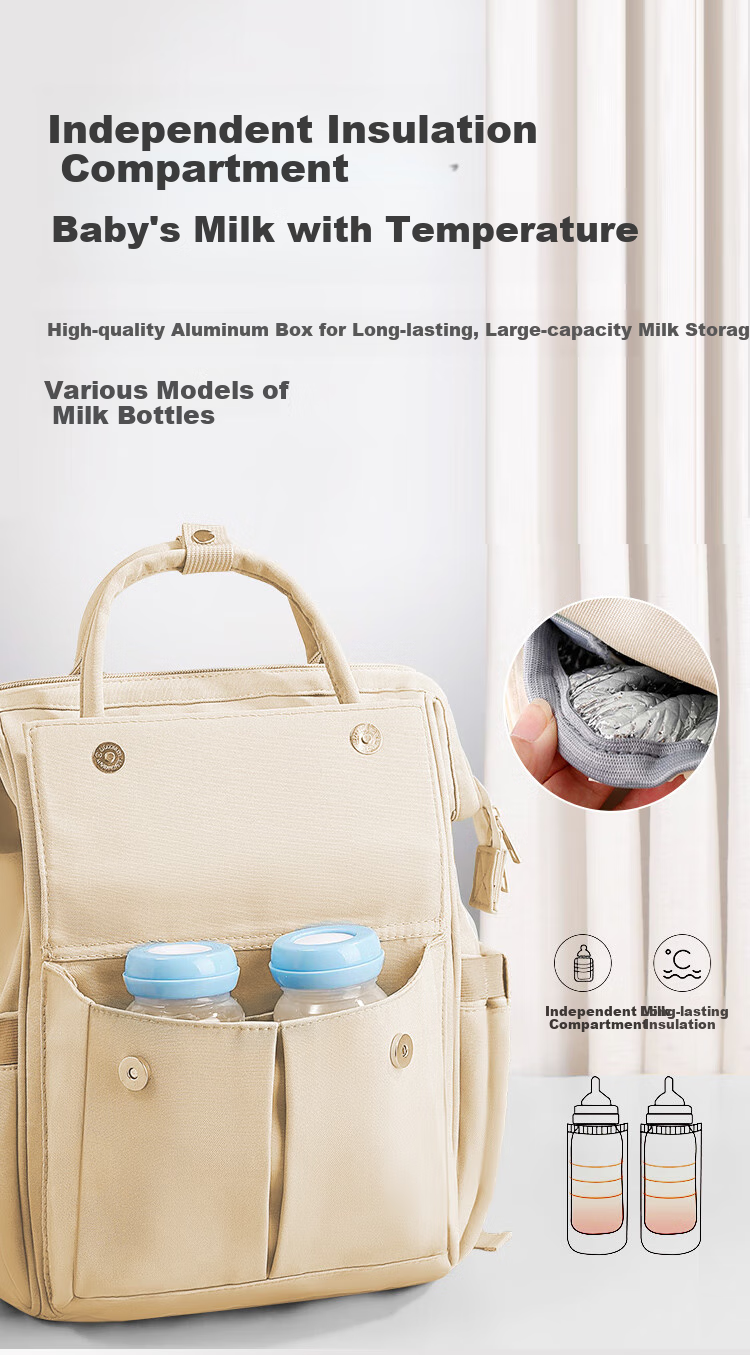 Aibaoshi Mommy Bag Backpack Multifunctional Breast Milk Bag Large Capacity Lightweight Outdoor Maternity Bag Dad Bag Khaki Fabric M400 10