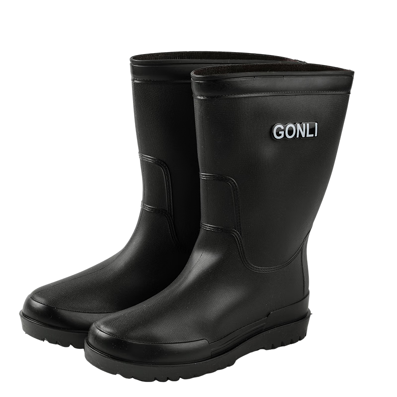 FOOTOPPO Fashion Mid-Calf Waterproof Rain Boots for Men, Flat Non-Slip Water Shoes and Boots