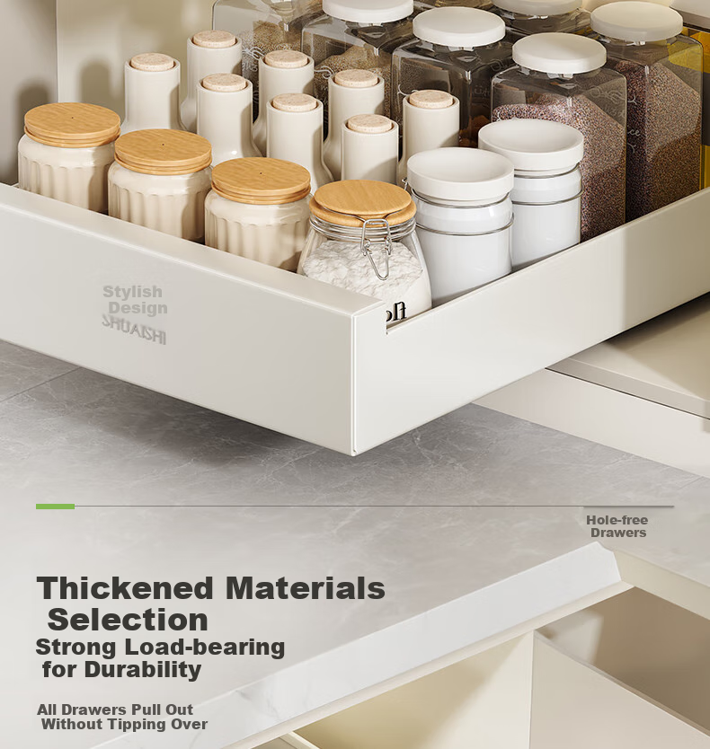 Shuaishi Pull-Out Kitchen Storage Rack, Drawer Dish Rack, No-Drill Cabinet Organizer, Spice Rack, Multifunctional Storage Cabinet 15