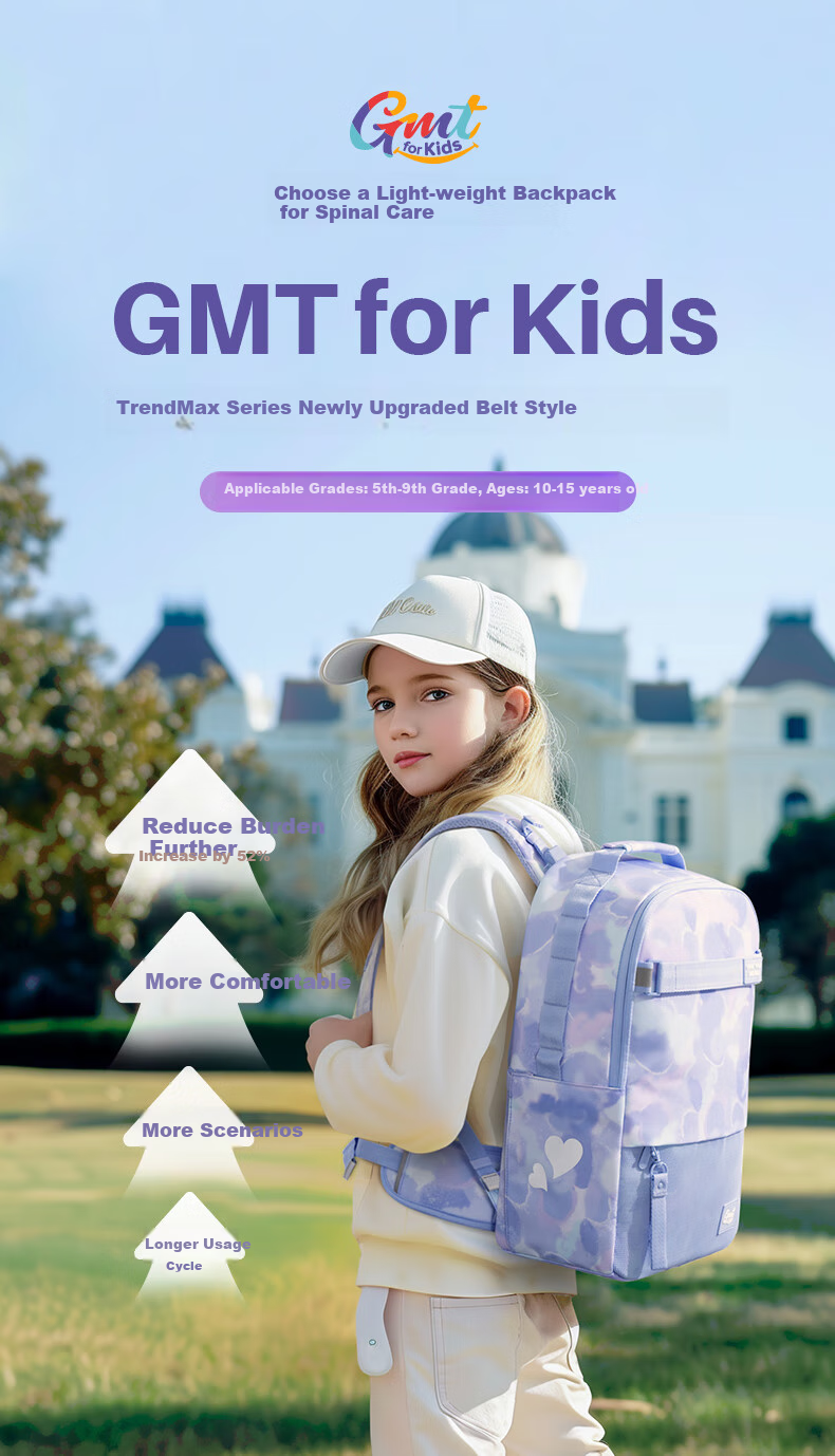 Gmt for Kids Backpack, Large Capacity Shoulder Bag for Middle And High School Students, Spine Protection And Load Reduction Backpack for Grades 3-4, Waist Belt for Male Middle School Students, Black 1