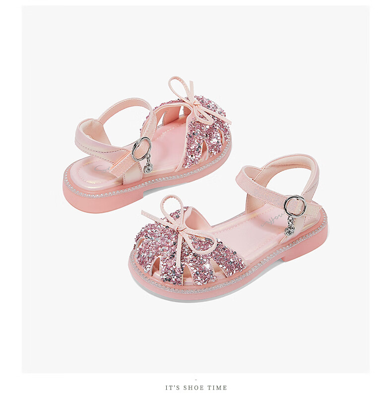Snoffy Children's Sandals, Girls' Princess Shoes, Summer Fashion, Comfortable And Shiny Crystal Shoes for Little Girls, Colorful European Style, Silver, Size 27 10