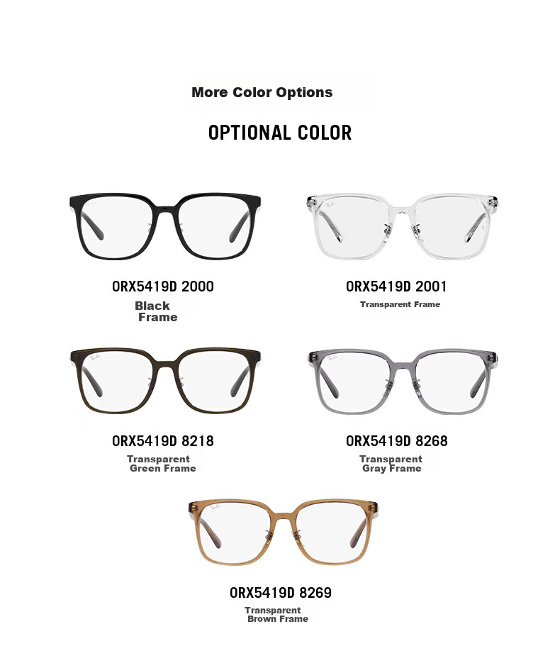 RayBan Optical Frame, Large Frame, Acetate Material, Myopia Glasses Frame, 0RX5419D, Gift 3