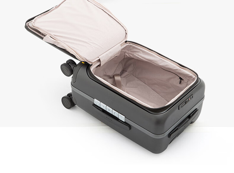 CROWN Zipper Aluminum Frame Suitcase, Carry-On Luggage, Large Capacity Front-Opening Luggage, Small Size, 5278-20 Iron Gray 4