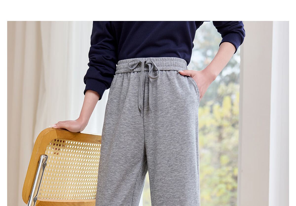 Halo Queen Casual Wide-Leg Pants for Women with Side Stripes Design, High-Waisted Loose Straight-Leg Trousers for Petite Figures H143K2003 33