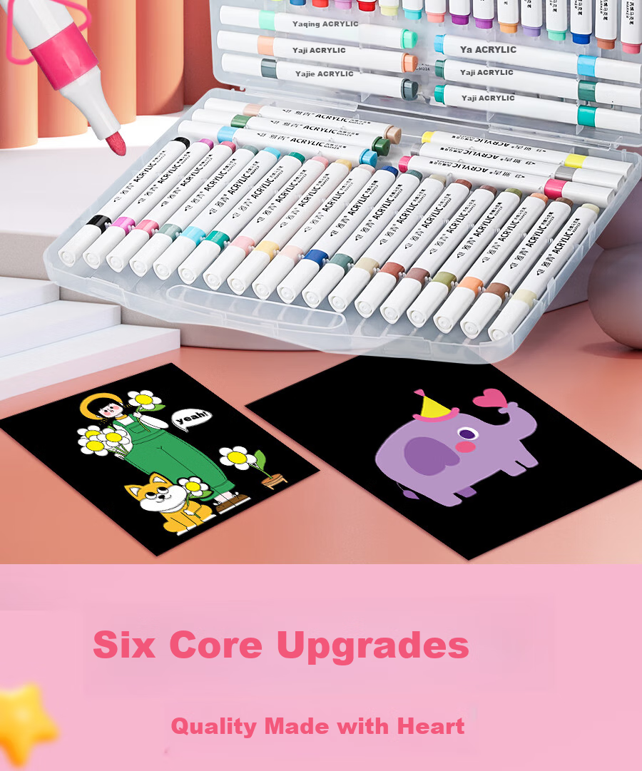 Yaqing Markers, Acrylic Markers for Children, Watercolor Pens, Benxi Markers, Kindergarten And Elementary School Drawing Pens, Stackable Waterproof Colored Pens, 48 Colors Portable Marker Set EC-MD48 Art Sketching 2