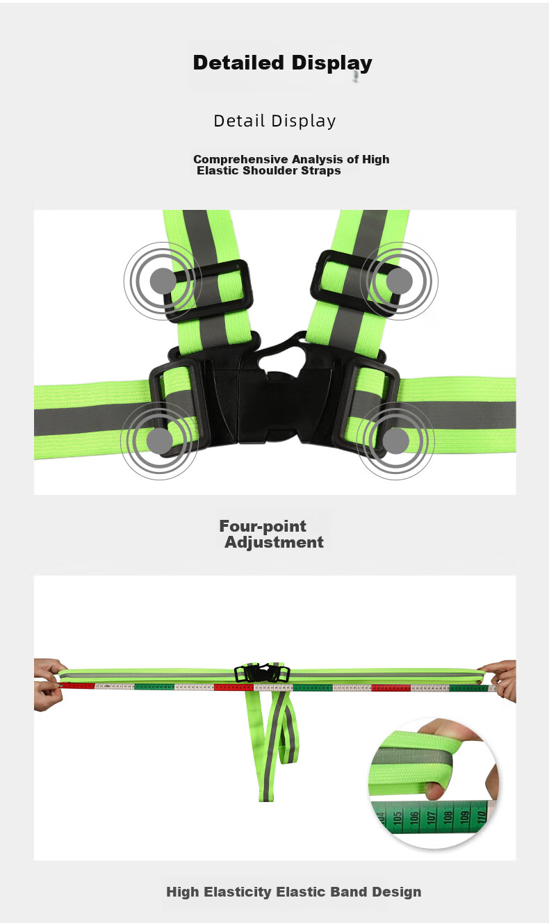 DANGJIAN Reflective Vest, Reflective Safety Belt, Running Sports Safety Warning Elastic Band, Sanitation Worker Vest, Work Uniform, Orange And Yellow Patchwork 2
