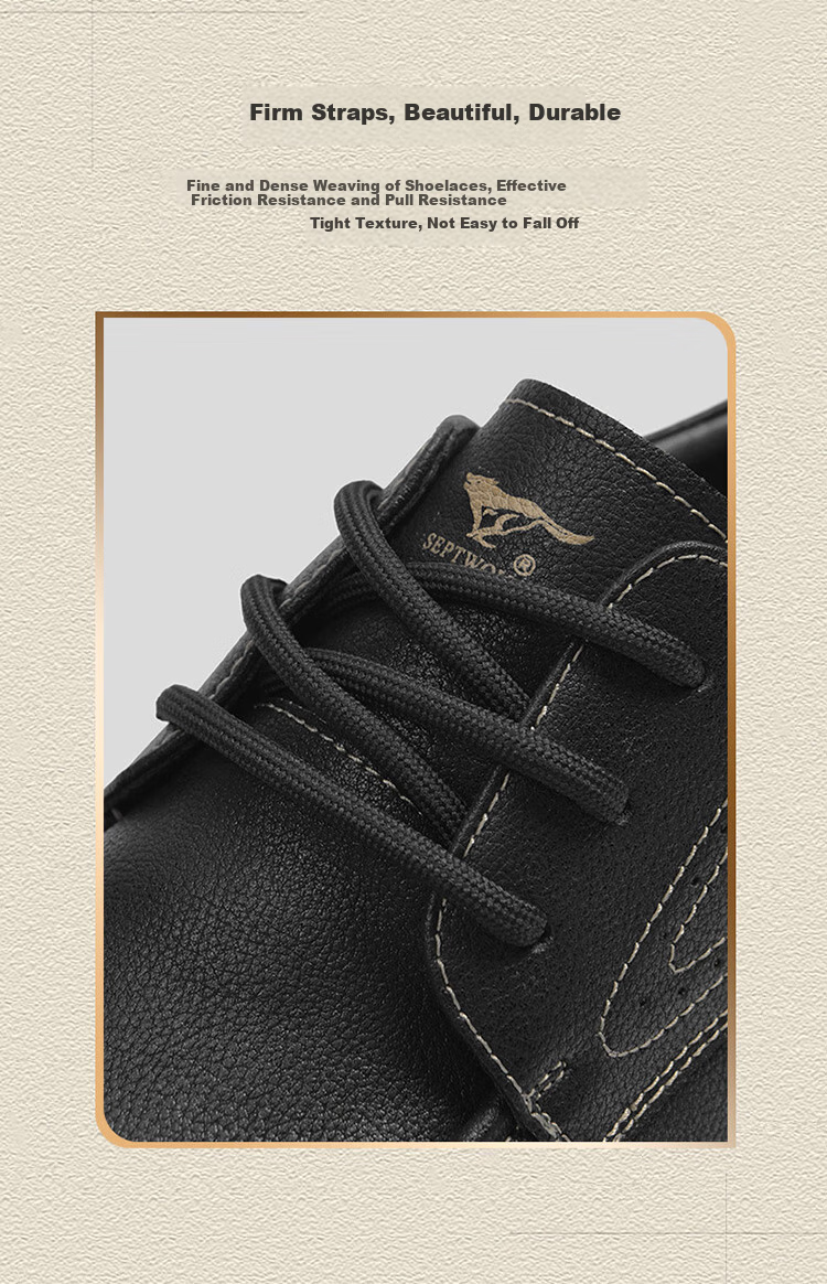 SEPTWOLVES Official Men's Shoes, Casual Work Leather Shoes, Soft-Soled Formal Shoes, Outdoor Casual Shoes W8343760691, Black, Size 40 2