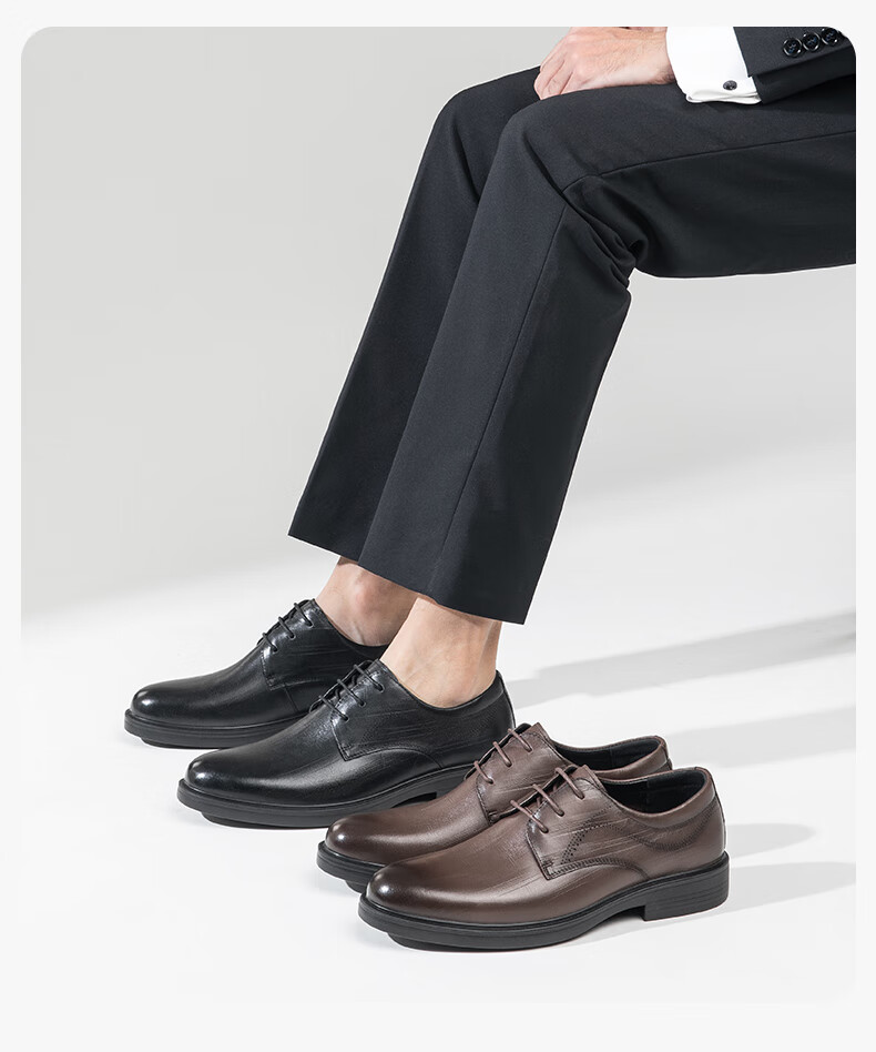 Kangnai Men's Shoes, Dress Business Casual Shoes, Soft-Soled Groom Shoes, Lace-Up Round Toe Formal Derby Leather Shoes, Black, Size 39 11