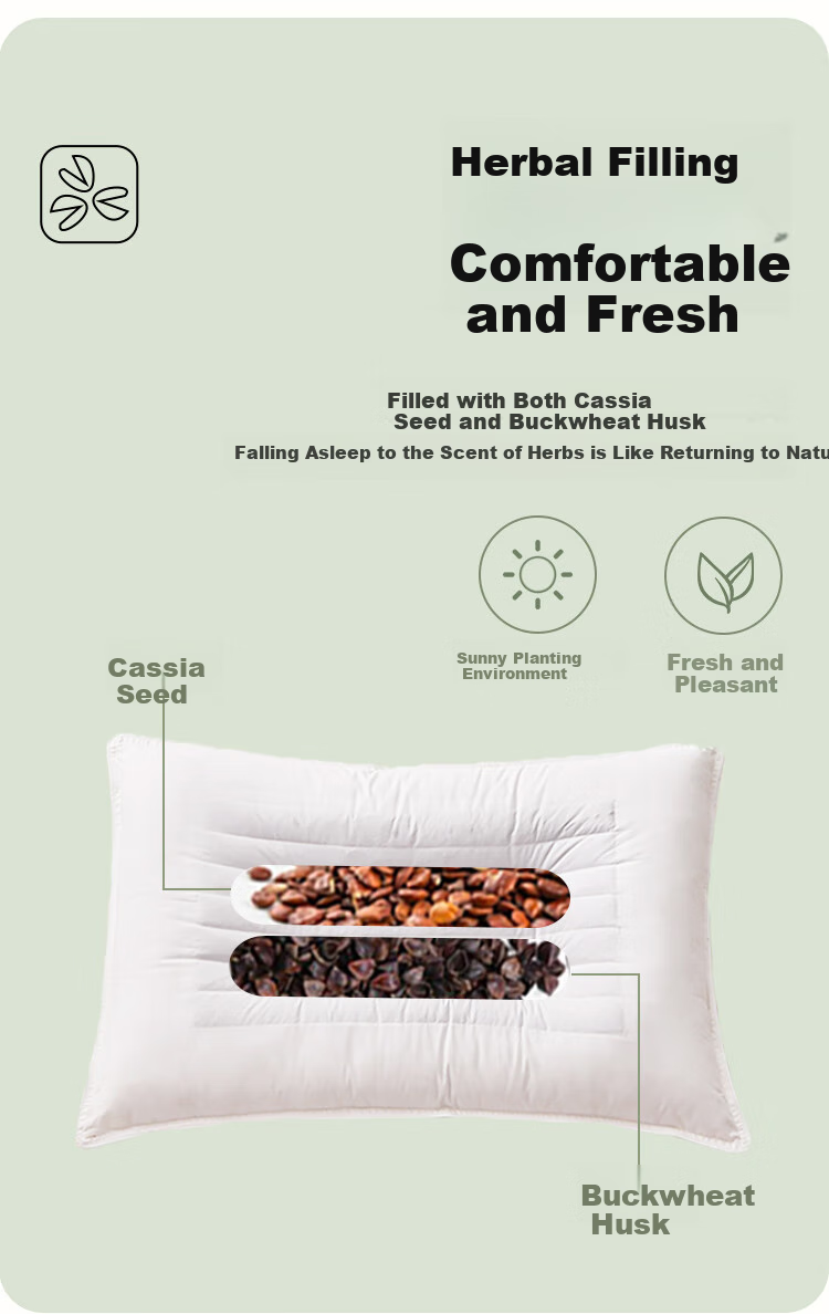 Dohia Home Textile Pillow, Cassia Seed Pillow Core with Pure Cotton Fabric, Adult Herbal Pillow, Cassia Seed Pillow, 74*48cm, Single Piece 5