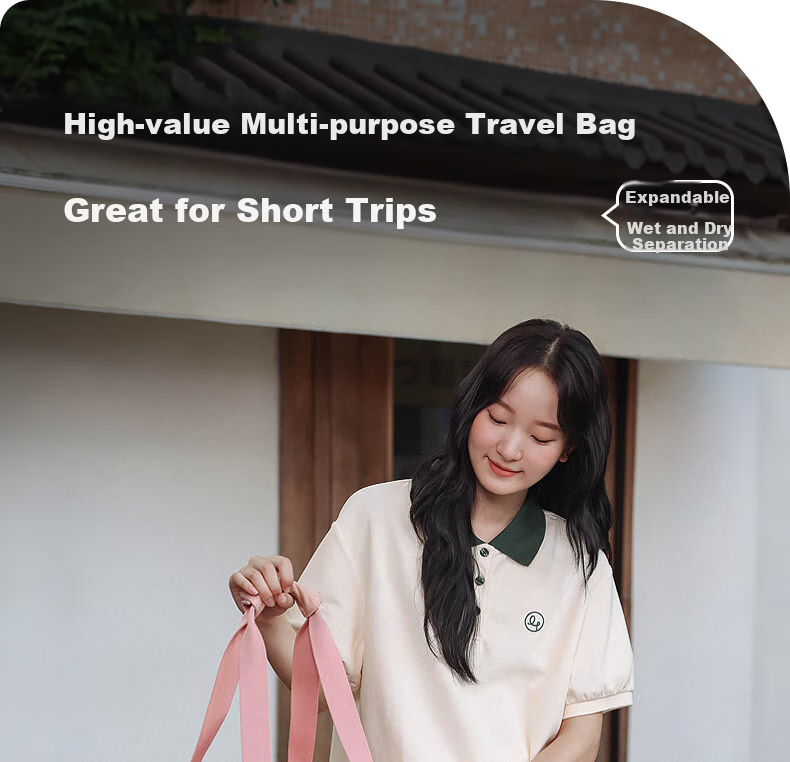 Aji Travel Bag for Women, Large Capacity Luggage Bag with Expandable Space, Suitable for Short Trips And Business Trips, Waterproof Storage, Dry-Wet Separation, Fitness Bag 1