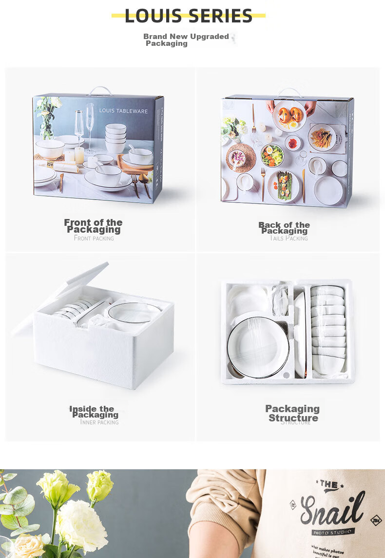 Cihun Tableware Set, Ceramic Bowls And Plates for Home Use, Housewarming Gift Set with Chopsticks And Bowls, Nordic Style, Louyi 36-Piece Set 7
