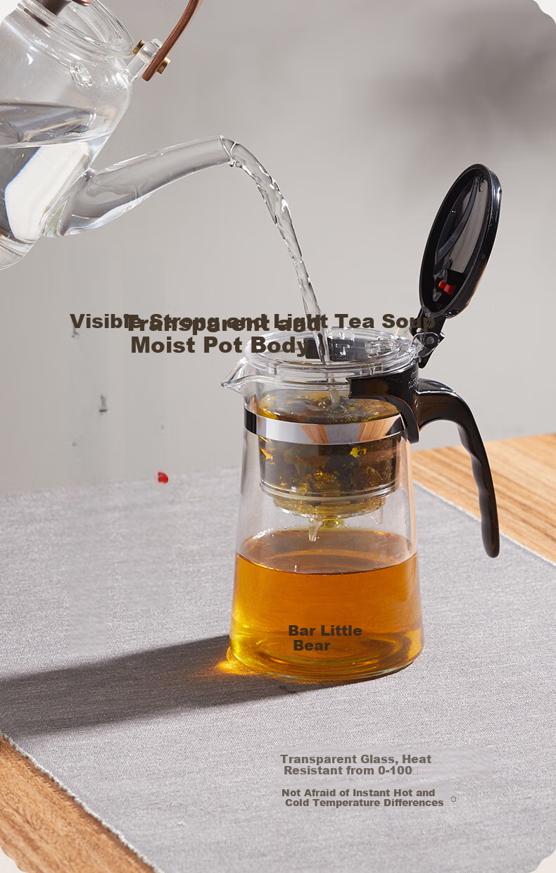 Bear Glass Teapot, Tea Infuser Pot, Heat-Resistant Borosilicate Glass Tea Set with Large Capacity And Separate Tea Compartment 7