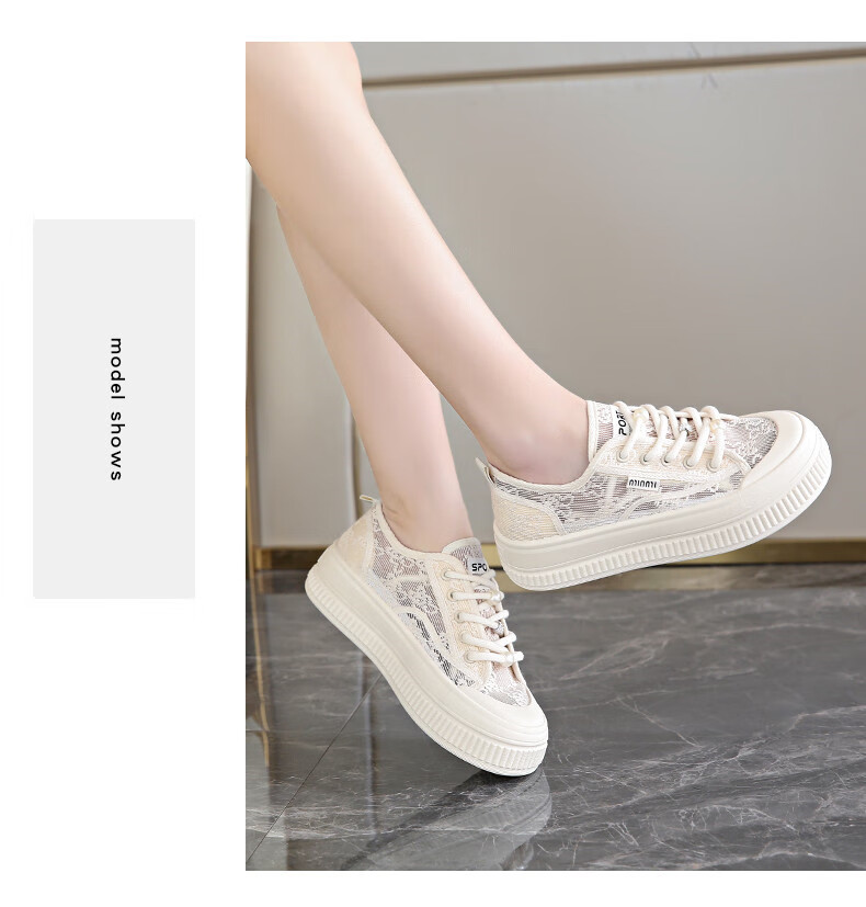 CARTELO Women's Summer Lace Mesh Fisherman Shoes Breathable White Sneakers Mesh Shoes for Women 1585 Off-White Size 38 22
