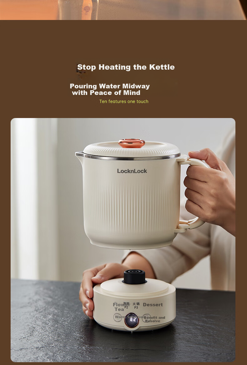 Locknlock Folding Kettle Portable Hot Water Kettle for Home Use Electric Kettle Outdoor Travel Kettle Business Trip Electric Kettle Electric Cooker Portable Electric Hot Pot 0.8L 10