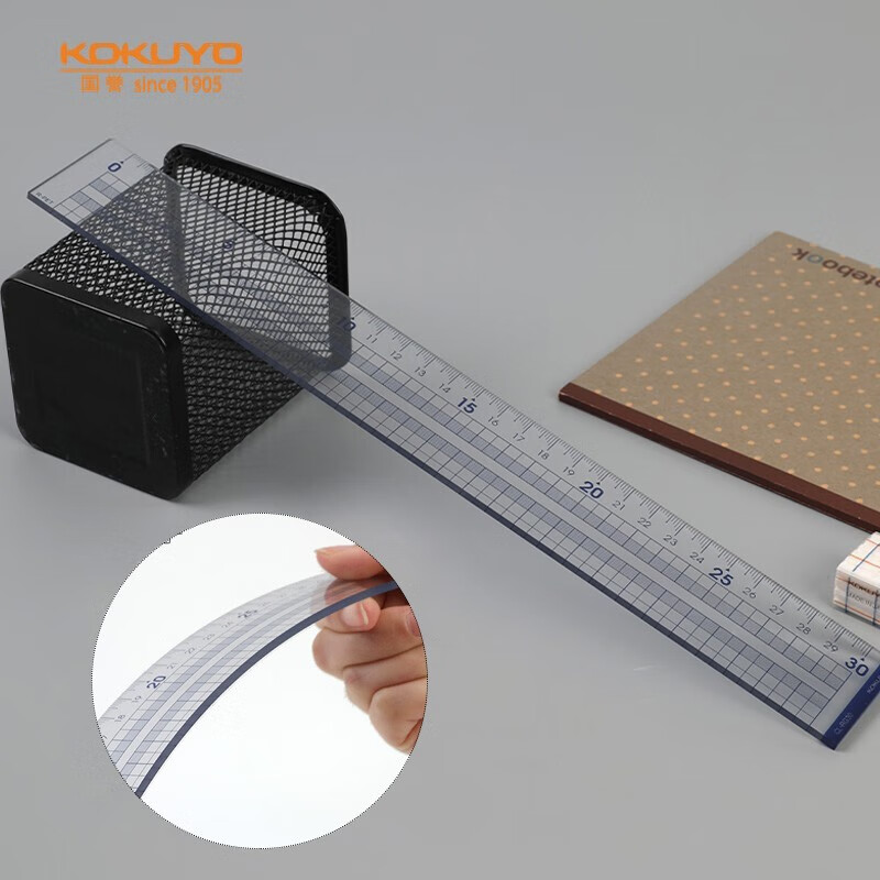 Линейка KOKUYO CL-RG30 30см, прозрачная, синяя, акриловая, для черчения и измерений