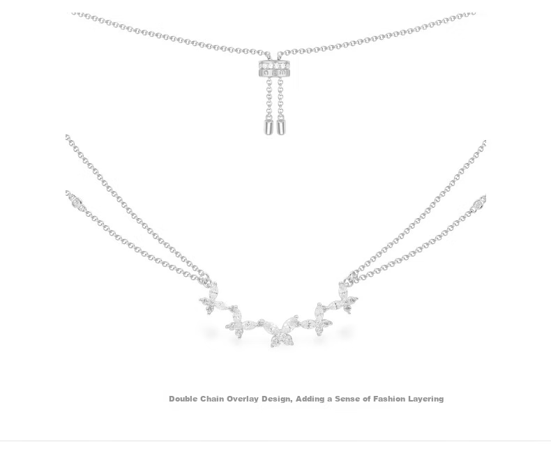 APM Monaco Double-Layer Butterfly Necklace Sweater Chain for Women, Adjustable Collarbone Chain, Gift for Girlfriend Or Wife 2