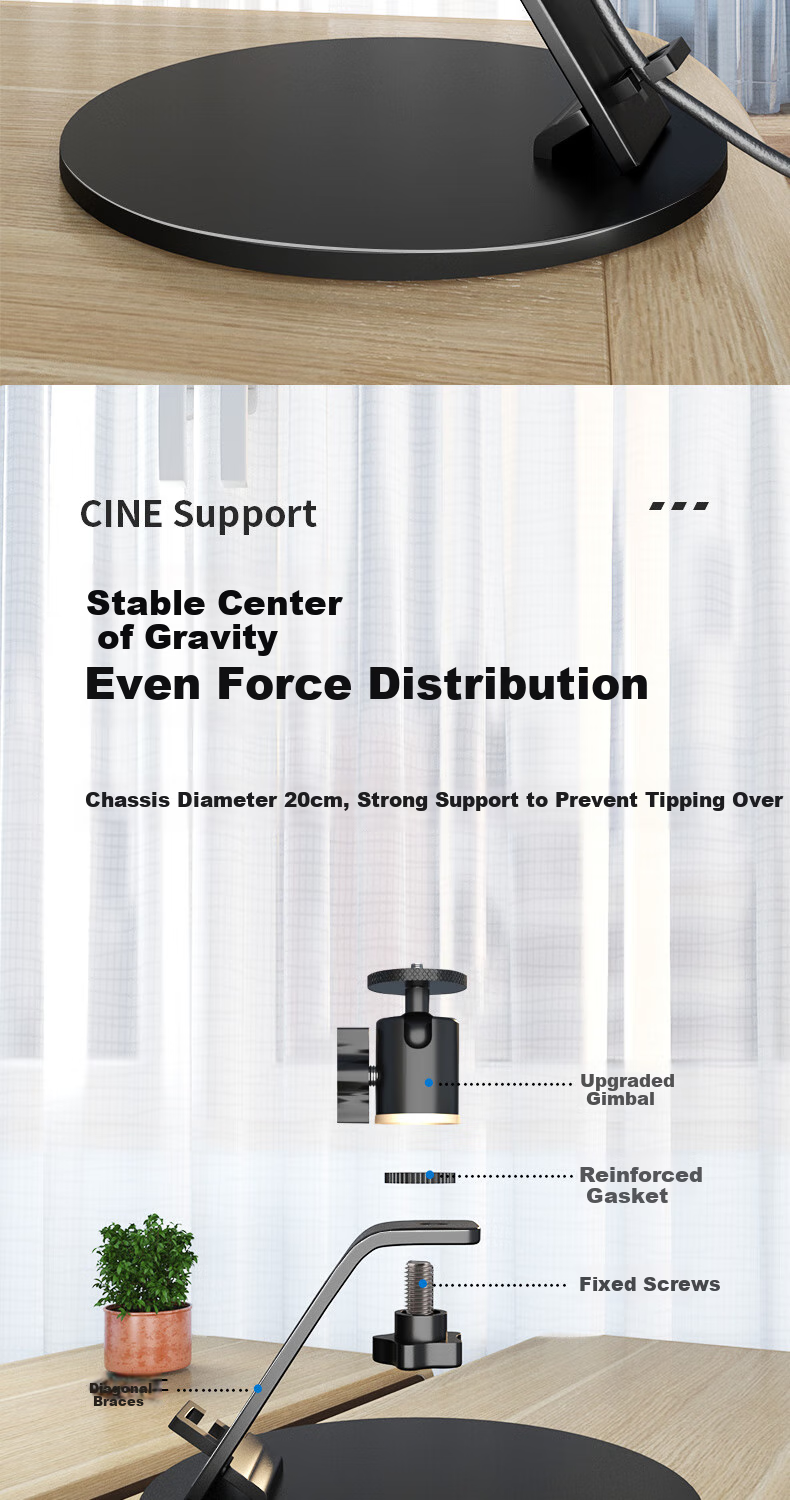 CINE Projector Desktop Stand Metal Round Plate Cloud Platform Bracket Suitable for XGIMI, JmGO, Dangbei, Fengmi, Xiaomi, Xiaoming Projectors Bedside Mount Storage Rack PB25 6