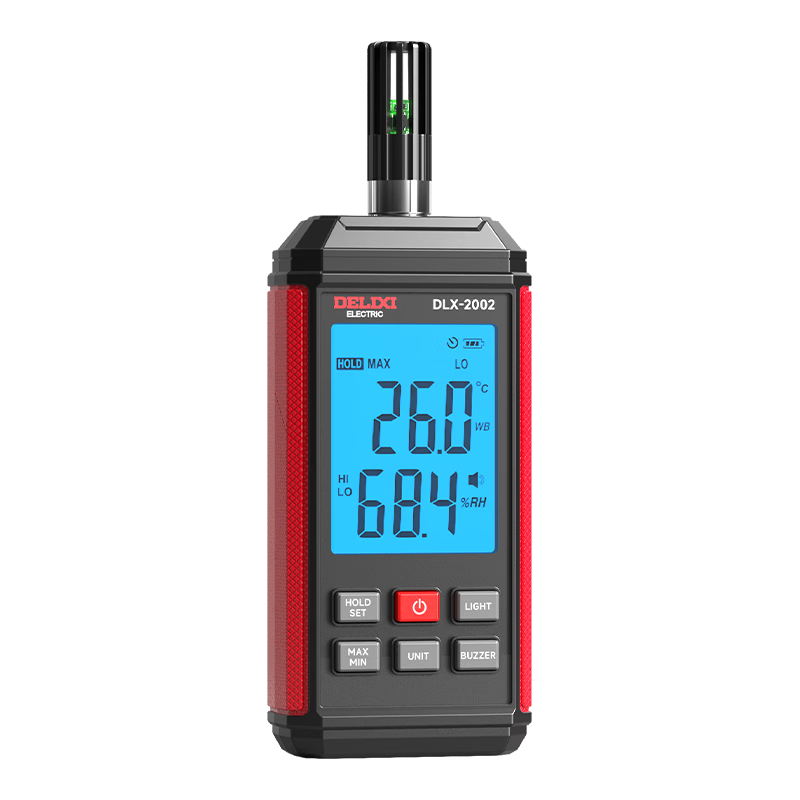 DELIXI ELECTRIC Temperature And Humidity Meter for Home Indoor Use, Baby Room Digital Display High-Precision Industrial Temperature And Humidity Detector DLX-2002