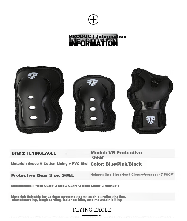 Feiying Children's Roller Skating Protective Gear, Skateboard Bicycle Inline Skates Roller Skates Protective Knee Pads Helmet Hat Roller Skating Bag Set 4