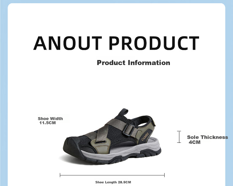 CAMEL Outdoor Casual Velcro Closed-Toe Perforated Beach Sports Sandals for Men G14M076677 Night Black Size 41 19