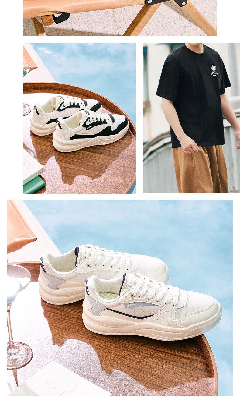 Anta Jiao Tan V1 Men's Casual Sneakers Leather Mesh Breathable Soft Thick Sole Height Increasing White Sports Shoes 10