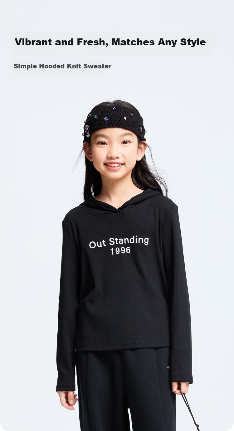 Annil Girls' Knit Sweater, 2024 Autumn New Style, Light Dusk Gray H120CY, Size 130 1
