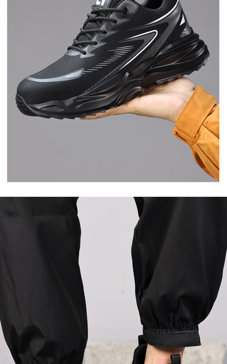 JUNBU Safety Shoes for Men, Summer Breathable Steel Toe Cap, Anti-Smashing And Puncture-Resistant, Ultra-Light Work Boots F118BK Size 43 12
