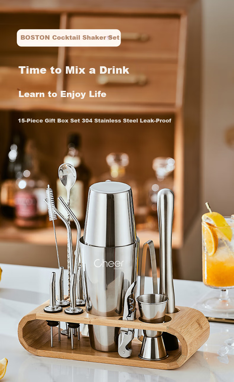 Cheer Cocktail Shaker Set with Shaker Cup, Cocktail Mixer Tools, Cocktail Glasses, Hand-Shaken Lemon Tea Tools, Shake Cup And Bottle, 12 Pieces 1