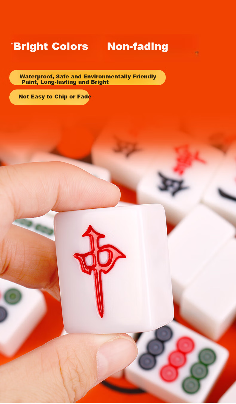 Zihu Mahjong Tiles for Home Use, Hand-Rubbed Mahjong Set, Premium Grade, Portable Storage Mahjong, 42mm White Jade Color, 144 Pieces 3