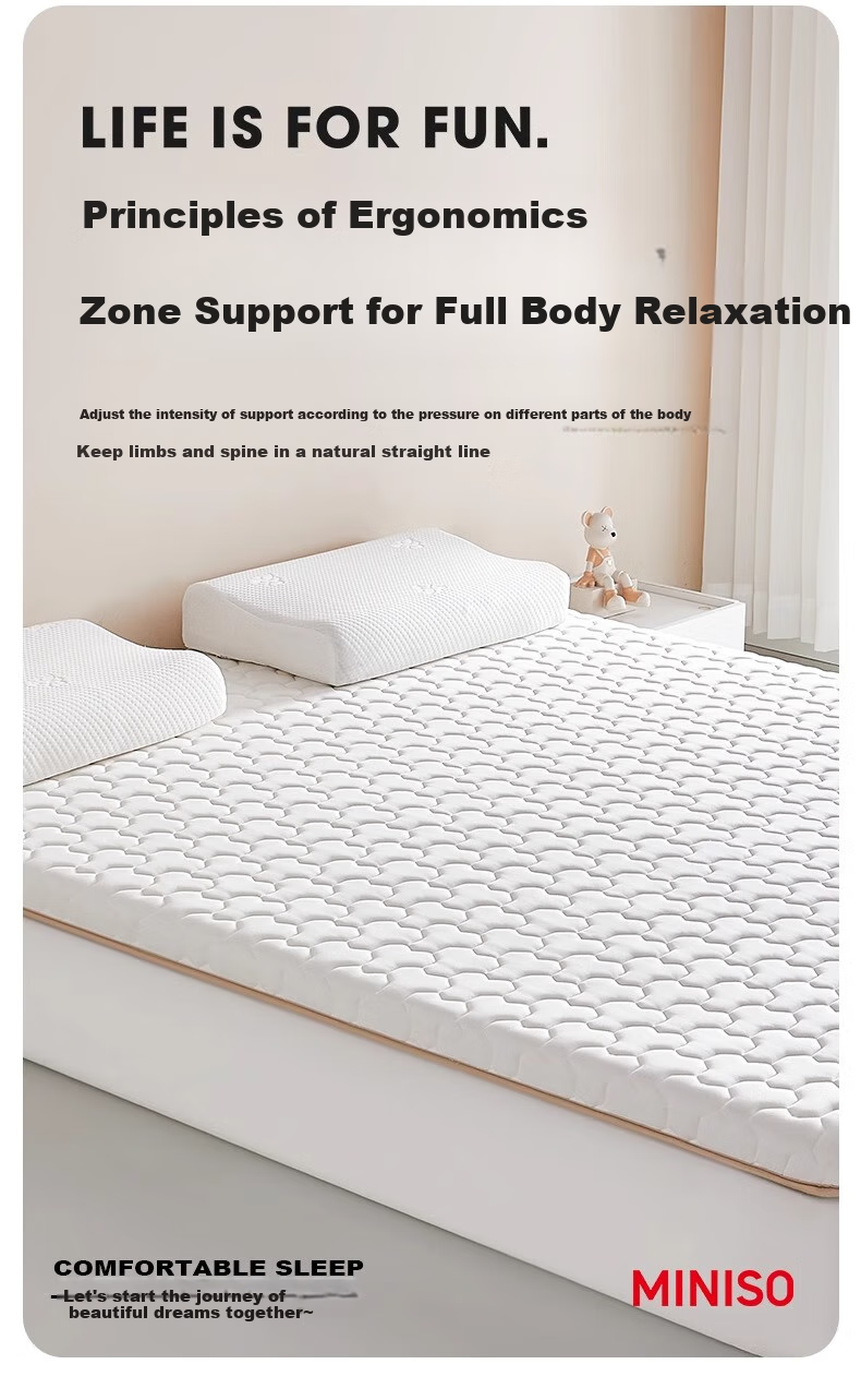 MINISO Memory Foam Natural Antibacterial Latex Mattress Tatami Bed Pad for Double Bed, 1.5x2 Meters 9