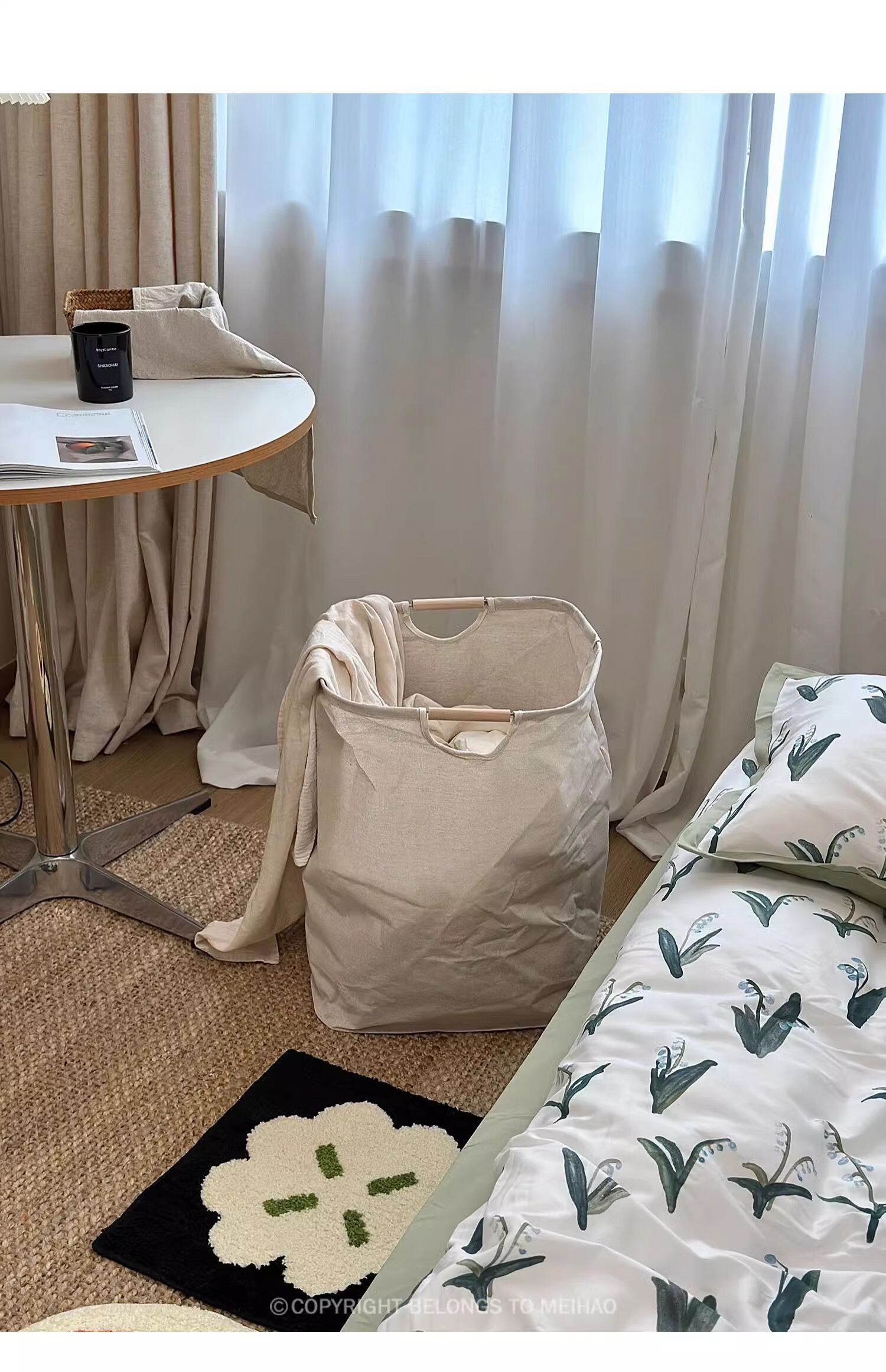 Fanyejia Japanese-Style Instagram-Style Laundry Hamper, Wooden Handle Dirty Clothes Basket for Home Bathroom Bedroom Dormitory, Large Laundry Storage Bi 18