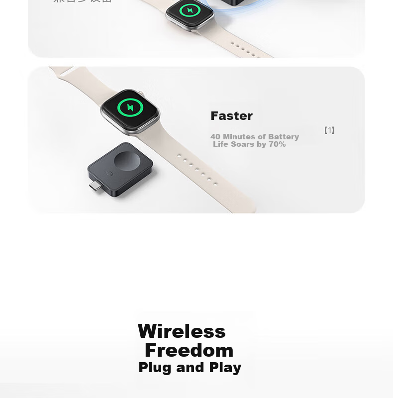 Baseus MagPro Magnetic Apple Watch Wireless Charger 2.5W Compatible with Apple Watch 10/9/8/7/6/5/4/3/2/SE/Ultra 4