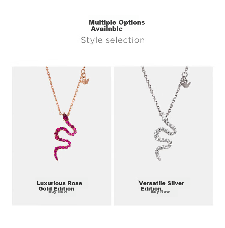 EMPORIO ARMANI Women's Necklace, Fashionable Silver Snake Necklace, Birthday Gift for Girlfriend, EG3611040 3