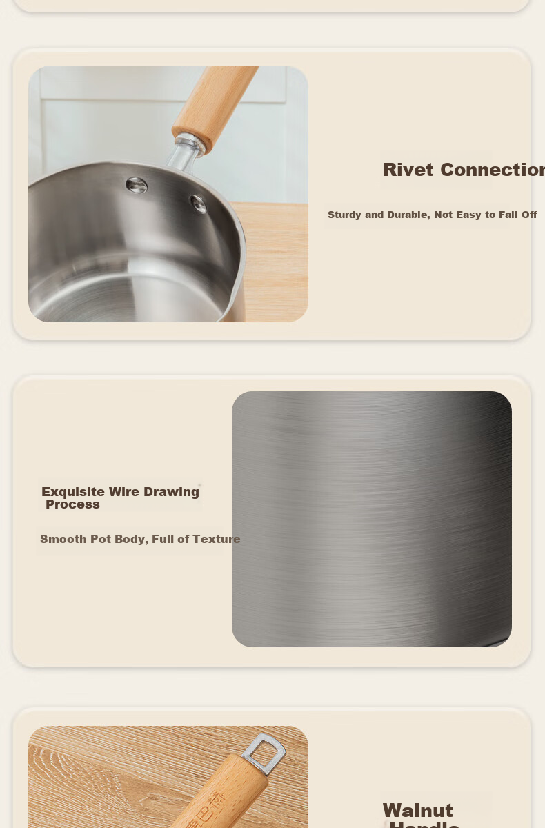 KOBACH 316L Stainless Steel Milk Pot without Coating, Baby Food Pot, Small Milk Pot, Thickened, Compatible with Induction Cooker And Gas Stove 10