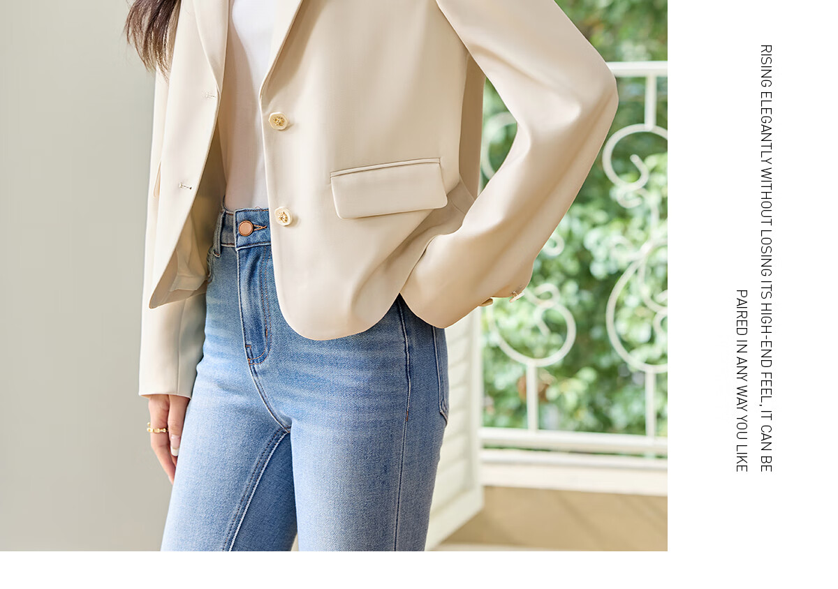 Taxiang Short Blazer Jacket for Women, Spring And Autumn High-End Style, Elegant Women's Suit Jacket Cardigan Top T51D035 16