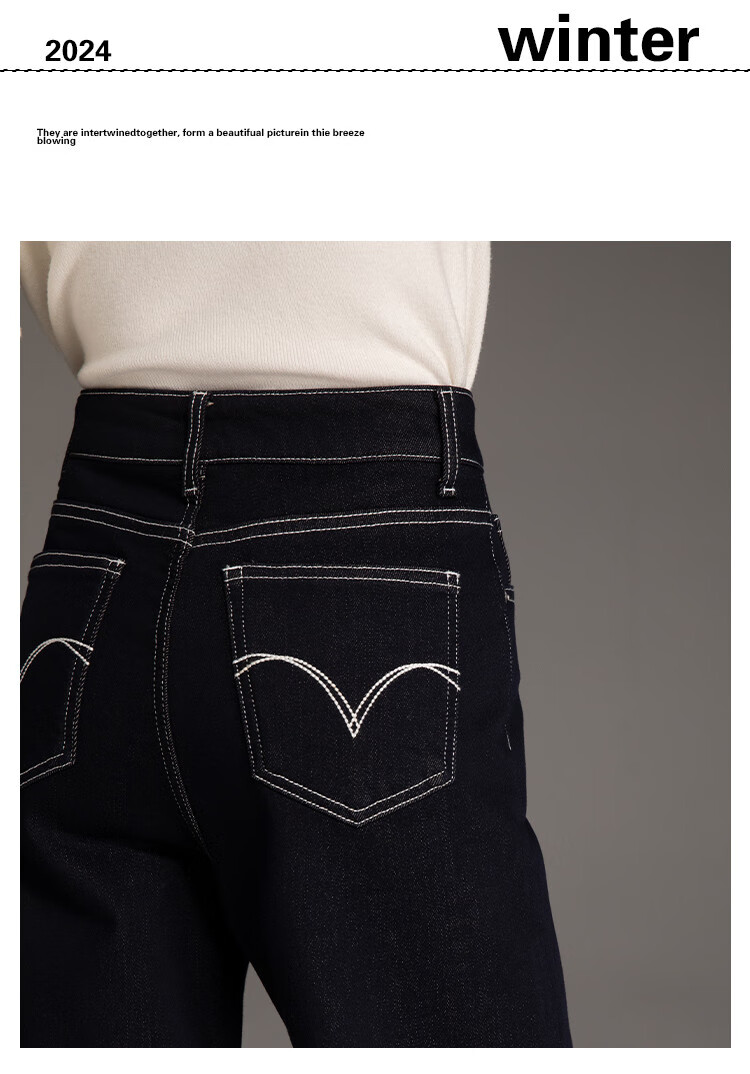 Dme [Deep Love Juejiezizi] Winter Fleece-Lined Non-Fading Elastic Slim Straight-Leg Cropped Jeans for Wome 4