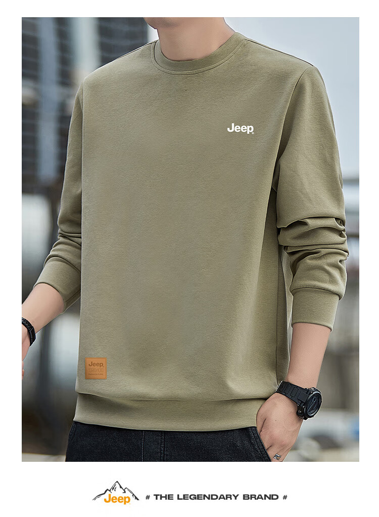 JEEP Men's Sweatshirt Spring and Autumn Loose Long Sleeve T-Shirt Deep Blue XL 19