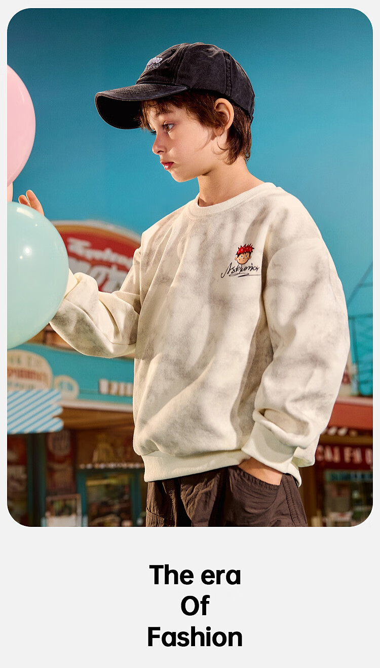 ASK JUNIOR Children's Sweatshirt, 2026 Autumn Boys' Tie-Dye Gradient Round Neck Pullover Printed Long-Sleeve Top 11
