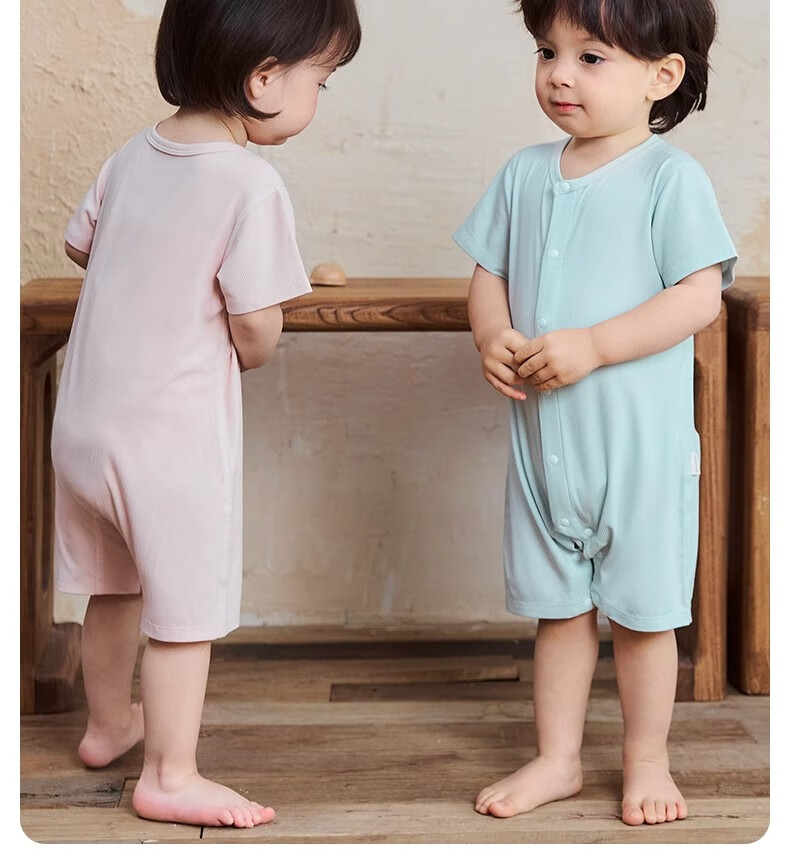 Niduoxiong Summer Baby Romper, Infant Clothing, Summer Outfit, Crawling Suit, Newborn Home Wear, Short-Sleeve Ice Silk 32