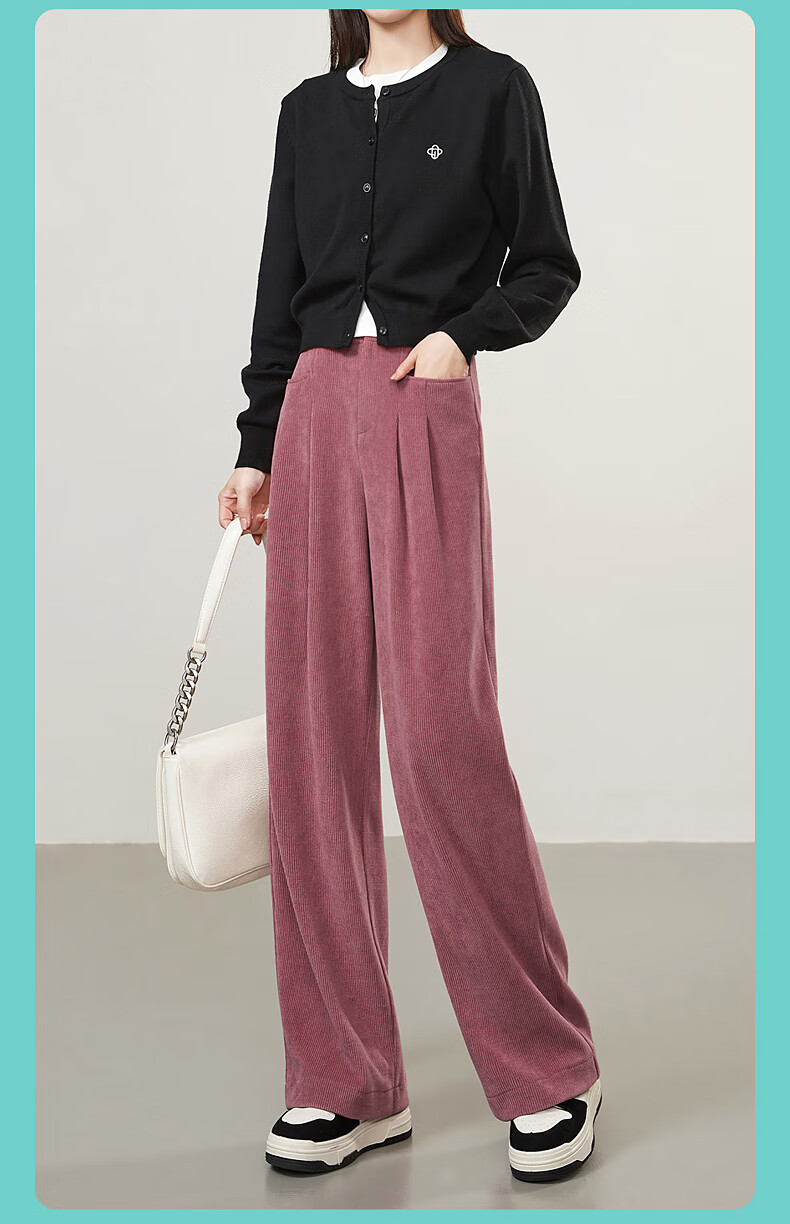 ESE-Y Wide-Leg Pants for Women, Spring 2025, High-Waisted Slimming Straight-Leg Glutinous Rice Pants, Black, Size 27 15