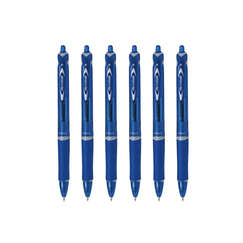 PILOT Retractable Ballpoint Pen, Acroball Smooth Writing Ballpoint Pen, Student Office Exam Pen BPAB-15F 0.7mm Blue 6-Pack