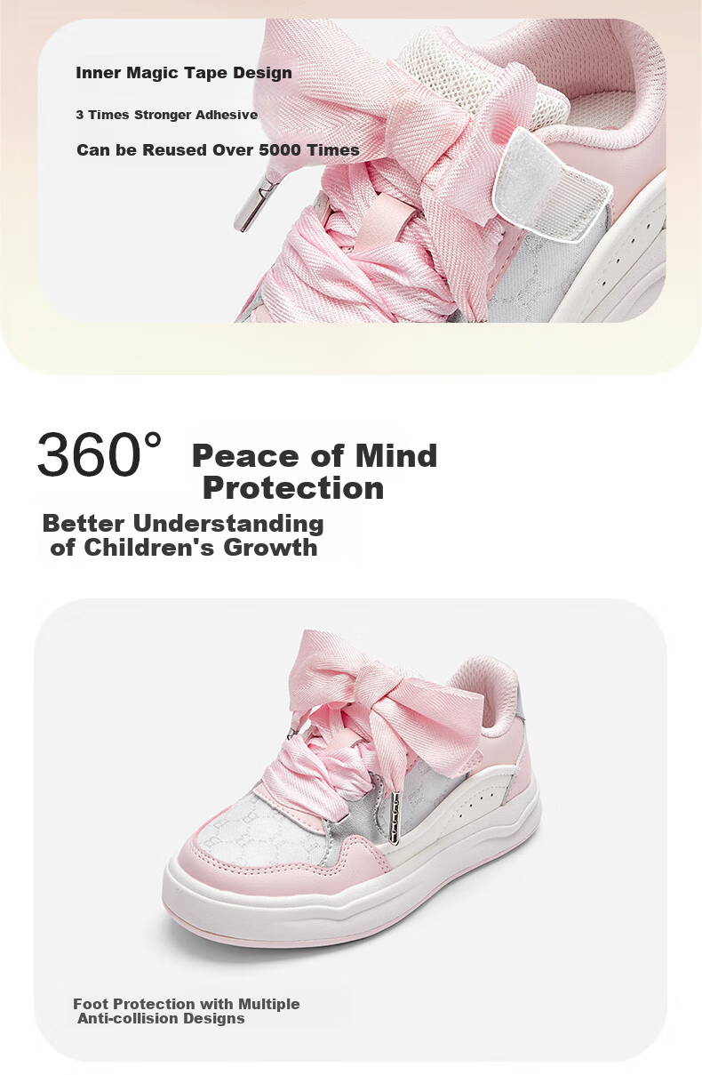 BALABALA Children's Shoes, Girls' Low-Top Sneakers, White Casual Shoes for Spring, Non-Slip New Year Shoes, Breathable Trendy Footwear 6