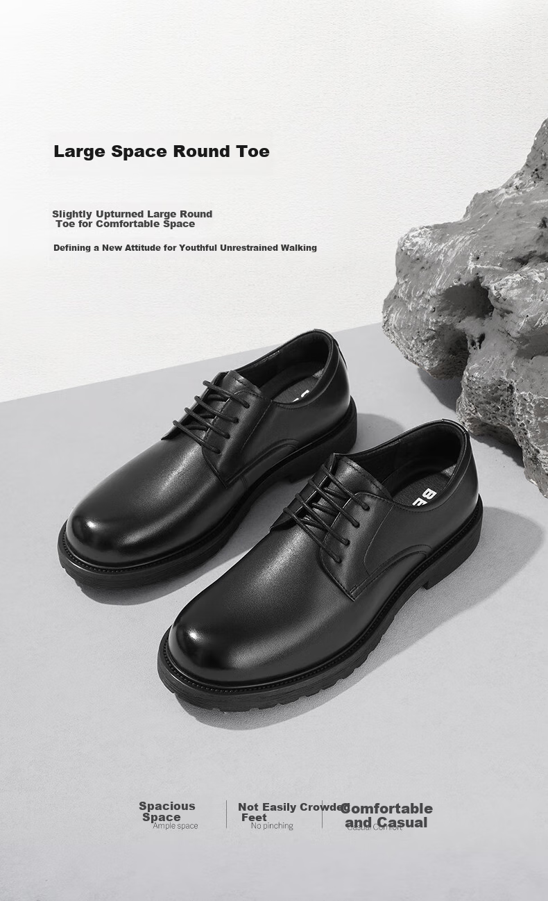Belle Commuter Business Leather Shoes, Men's Formal Shoes, Spring And Summer Lace-Up Heightening Youth Leather Shoes A1208CM3, Black, Size 43 6