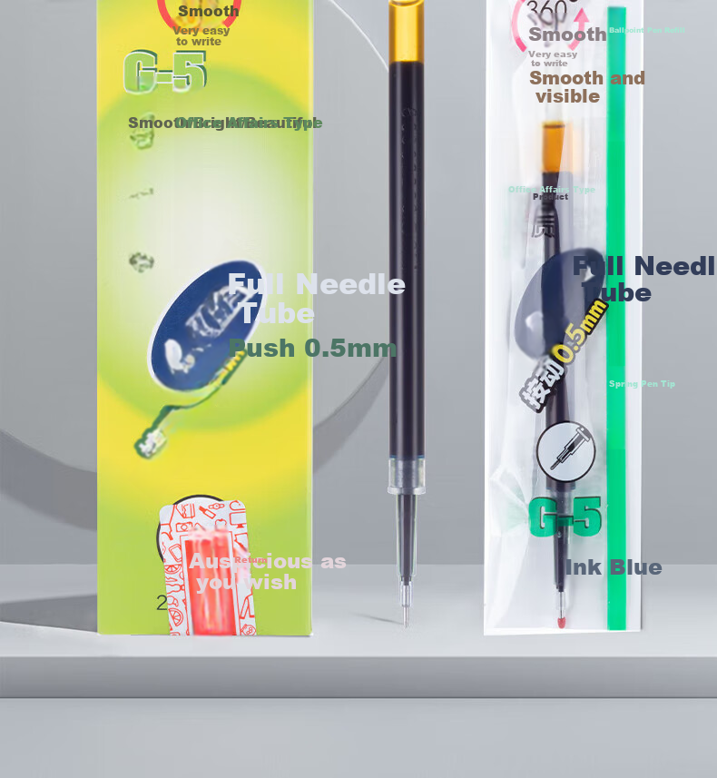 M&G Navy Blue 0.5mm Retractable Full Needle Tube Gel Pen Refill, Signature Pen Refill, Ink Pen Refill K35/S01/S08 Compatible with 9018B1, 20 Pieces 7