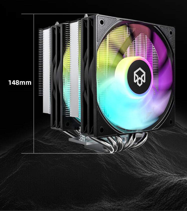 PADO Shengbing 600ST Air-Cooled 6 Heat Pipe CPU Cooler (With Thermal Paste, 240W Power Supply, Blackened Top Cover, Nickel-Plated Anti-Oxidation, Multi-Platform Support, Dual-Tower Dual-Light Fan) 12